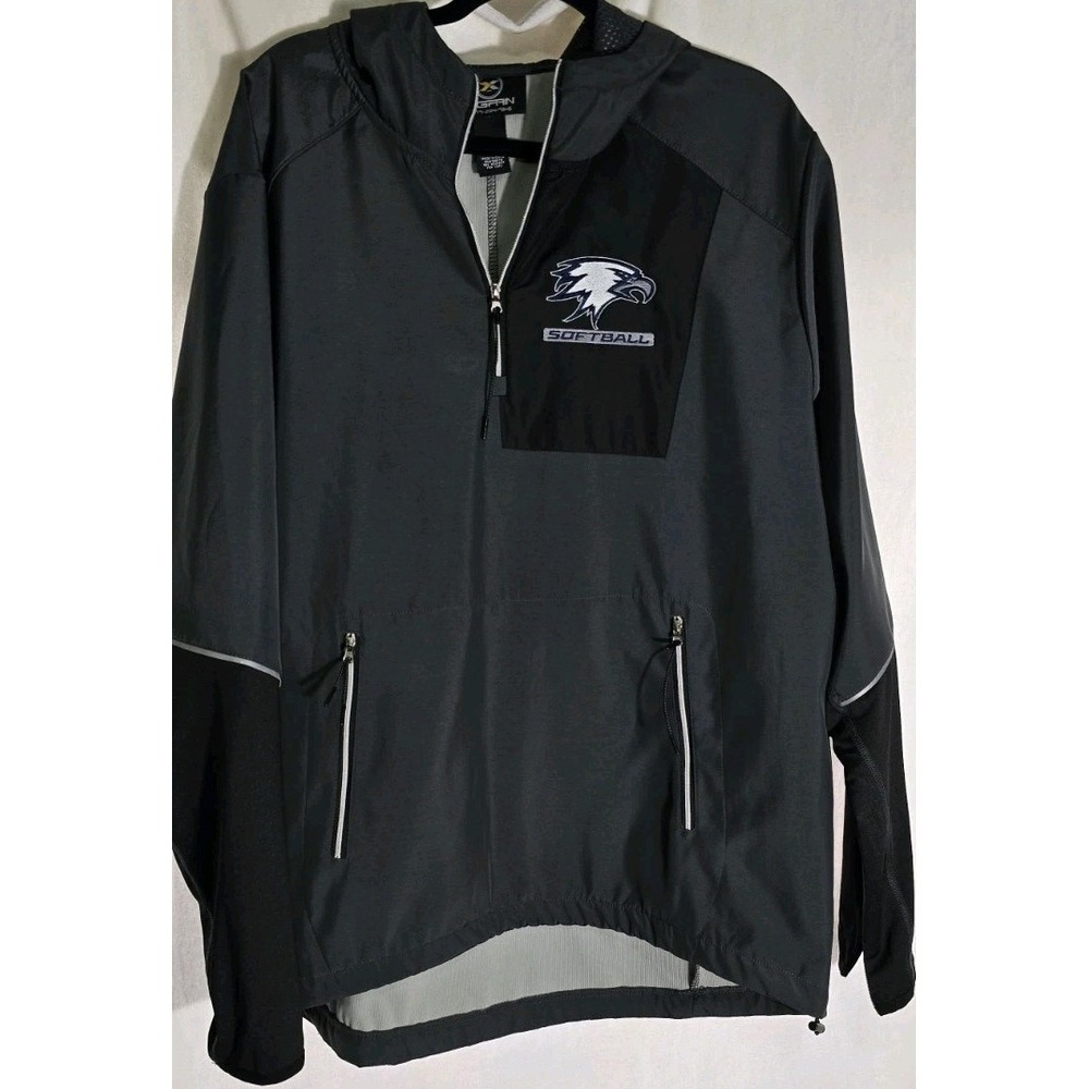 X Grain Jacket XL Black Gray Athletic Outdoors Training Eagles Softball‎ Hooded